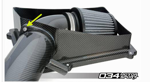 NOTE: This cover will not work on early 034Motorsport X34 intakes for the 8J/8P that have the intake tube that attaches to the upper box.
