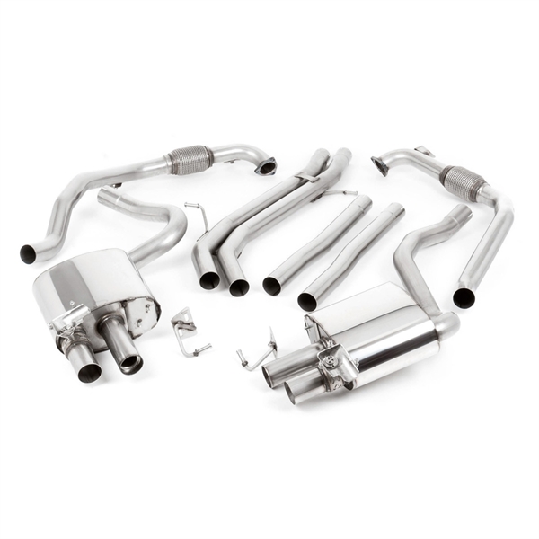 Milltek Non Sport Diff Modeller - Ikke-Resonert (Høyere) Cat-Back Eksosanlegg Med Fire GT-90 Burnt Titanium Trims, RHD, Audi S4/S5 B9