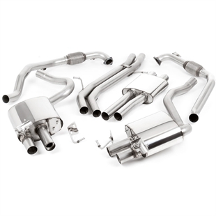 Milltek Non Sport Diff modeller - Resonert (Stillere) Cat-Back Eksosanlegg med Cerakote Svarte Enderør, RHD, Audi S4/S5 B9