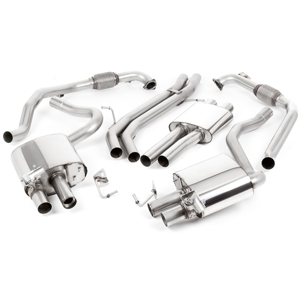 Milltek Non Sport Diff modeller - Resonert (Stillere) Cat-Back Eksosanlegg med Cerakote Svarte Enderør, RHD, Audi S4/S5 B9