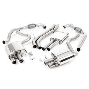 Milltek Non Sport Diff modeller - Resonert (Stillere) Cat-Back Eksosanlegg med Quad GT-100 Polerte Enderør, RHD, Audi S4/S5 B9