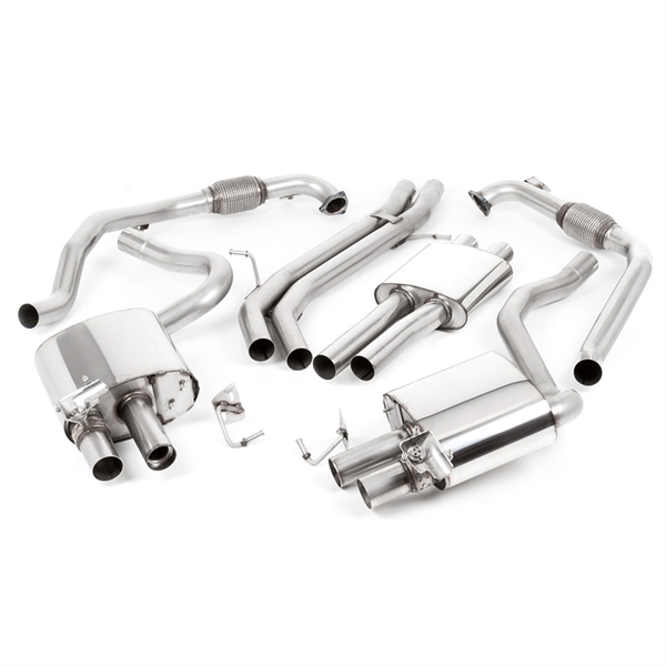 Milltek Non Sport Diff modeller - Resonert (Stillere) Cat-Back Eksosanlegg med Quad GT-100 Polerte Enderør, RHD, Audi S4/S5 B9