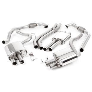 Milltek Non Sport Diff modeller - Resonert (Stillere) Cat-Back Eksosanlegg med Quad GT-100 Titan Enderør, Audi S4/S5 B9
