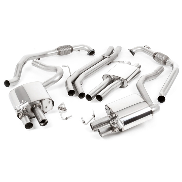 Milltek Non Sport Diff modeller - Resonert (Stillere) Cat-Back Eksosanlegg med Quad GT-100 Titan Enderør, Audi S4/S5 B9