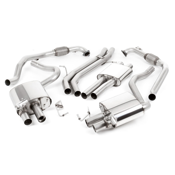 Milltek Non Sport Diff Modeller - Resonert (Roligere) Cat-Back Eksosanlegg Med Fire GT-90 Burnt Titanium Trims, RHD, Audi S4/S5 B9