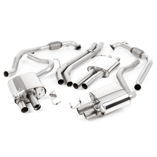 Milltek Non Sport Diff modeller - Resonert (Stillere) Cat-Back Eksos med Quad GT-100 Brente Titan Enderør, Audi S4/S5 B9