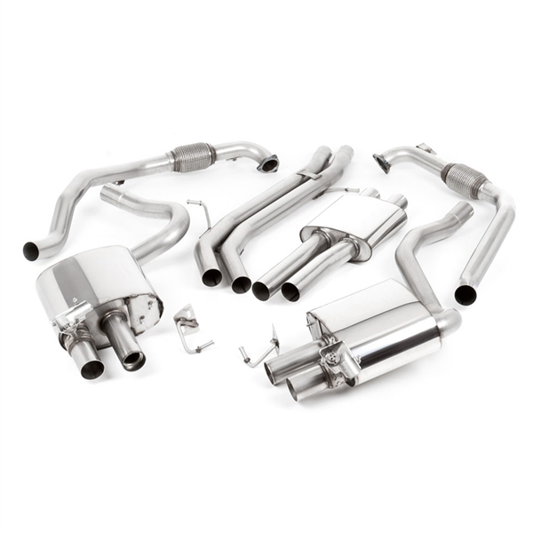 Milltek Non Sport Diff Models - Resonert Cat-Back med Quad Brent Titanium Avslutninger, Tip Form - GT, Tip Size - 90, Audi S4 B9