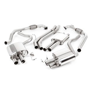Milltek Non Sport Diff Models - Resonert Cat-Back med Quad Brent Titanium Avslutninger, Tip Form - GT, Tip Size - 100, Audi S4 B9