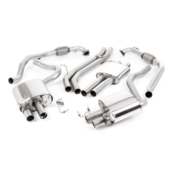 Milltek Non Sport Diff Models - Resonert Cat-Back med Quad Brent Titanium Avslutninger, Tip Form - GT, Tip Size - 100, Audi S4 B9