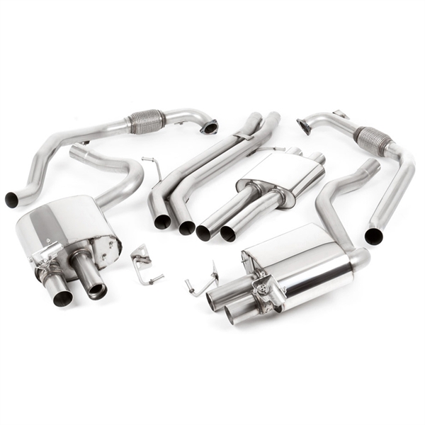 Milltek Non Sport Diff Models - Resonert Cat-Back med Quad Cerakote Sort Avslutninger, Tip Form - GT, Tip Size - 100, Audi S4 B9