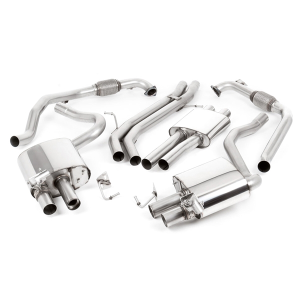 Milltek Non Sport Diff Models - Resonert Cat-Back med Quad Titanium Avslutninger, Tip Form - GT, Tip Size - 100, Audi S4 B9