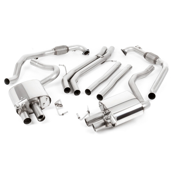 Milltek Sport Diff Uten Brace Bars - Non-Resonated Cat Back Med Tip Form - Jet, Tip Finish - Carbon Fibre, Audi S4 B9