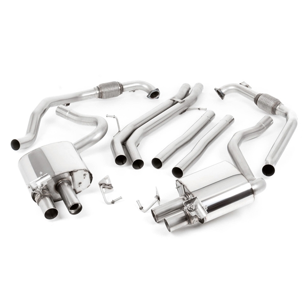 Milltek Sport Diff Uten Brace Bars - Non-Resonated Cat Back Med Tip Form - Oval (Jet), Tip Finish - Cerakote Black, Audi S4 B9