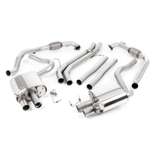 Milltek Sport Diff Uten Brace Bars - Non-Resonated Cat Back Med Tip Form - GT, Tip Finish - Cerakote Black, Audi S4 B9