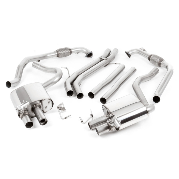 Milltek Sport Diff Uten Brace Bars - Non-Resonated Cat Back Med Tip Form - GT, Tip Finish - Polished, Audi S4 B9