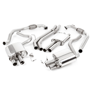Milltek Sport Diff uten Brace Bars - Resonert Cat Back med Polerte Ovale Endestusser Audi S4 B9