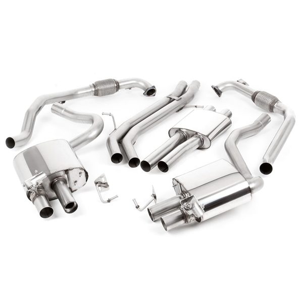 Milltek Sport Diff uten Brace Bars - Resonert Cat Back med Polerte Endestusser Audi S4 B9