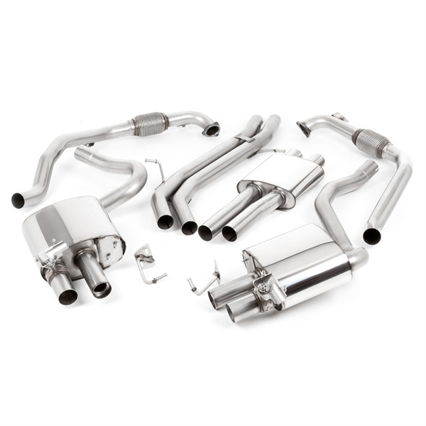 Milltek Sport Diff uten Brace Bars - Resonert Cat Back med Titanium Endestusser Audi S4 B9