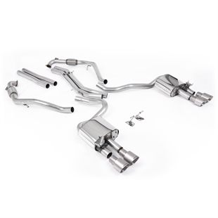Milltek Sport Diff-modeller med Brace Bars - Ikke-Resonert Cat-Back (Høyere) med Quad Børstede Titanium Enderør, RHD, Audi S5 B9