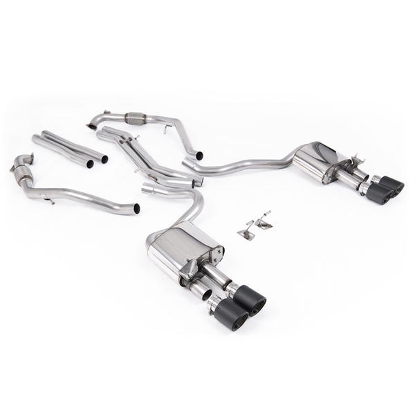 Milltek Sport Diff-modeller med Brace Bars - Ikke-Resonert Cat-Back (Høyere) med Quad Carbon Enderør, RHD, Audi S5 B9