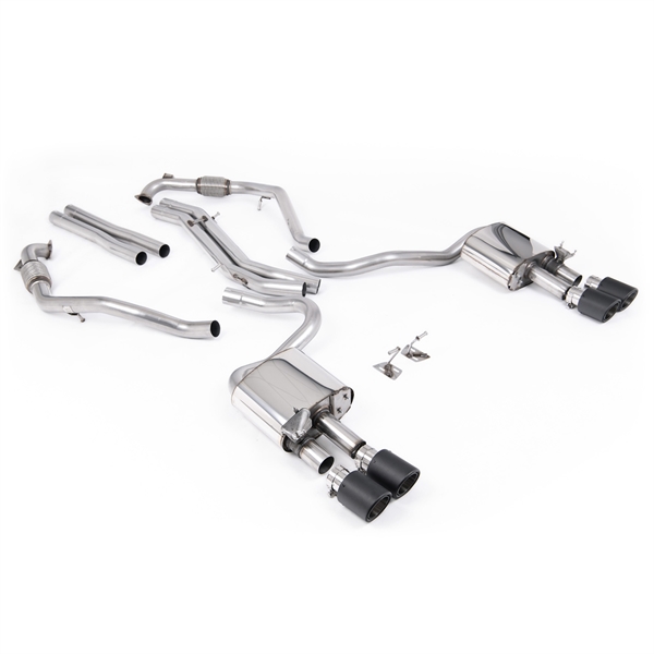 Milltek Sport Diff-modeller med Avstivningsstag - Ikke-Resonert Cat-Back (Høyere) med Fire Karbon-Enderør, LHD, Audi S5 B9 (3.0 V6 Turbo Coupé)
