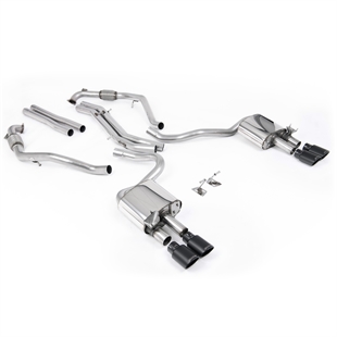 Milltek Sport Diff-modeller med Brace Bars - Ikke-Resonert Cat-Back (Høyere) med Quad Cerakote Svarte Ovale Enderør, RHD, Audi S5 B9
