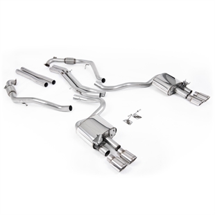 Milltek Sport Diff-modeller med Brace Bars - Ikke-Resonert Cat-Back (Høyere) med Quad Polerte Ovale Enderør, RHD, Audi S5 B9