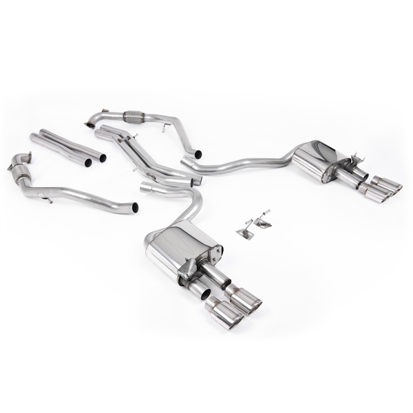 Milltek Sport Diff-modeller med Avstivningsstag - Ikke-Resonert Cat-Back (Høyere) med Fire Polerte Ovale Enderør, Audi S5 B9 (3.0 V6 Turbo Coupé)