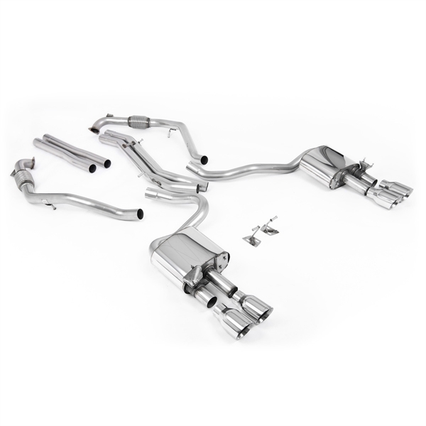 Milltek Sport Diff-modeller med Brace Bars - Ikke-Resonert Cat-Back (Høyere) med Quad Polerte Enderør, LHD, Audi S5 B9
