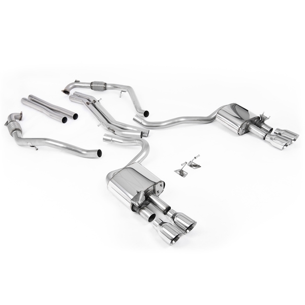 Milltek Sport Diff-modeller med Brace Bars - Ikke-Resonert Cat-Back (Høyere) med Quad Polerte Enderør, RHD, Audi S5 B9