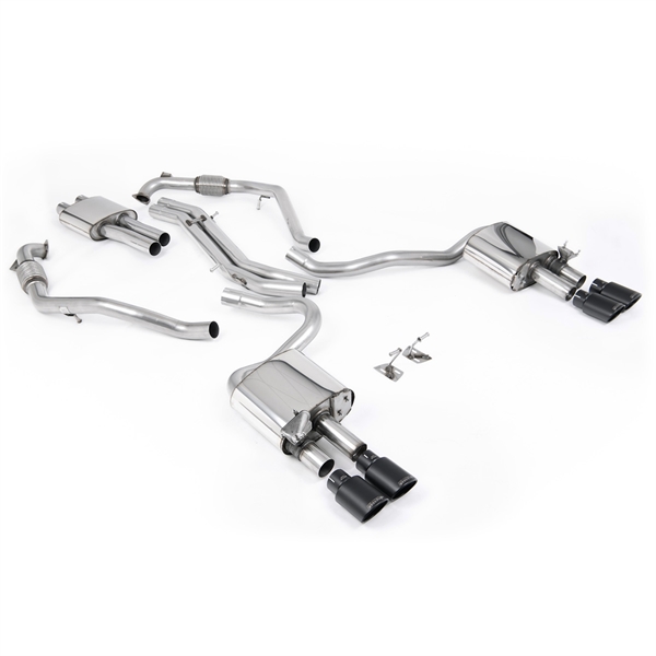 Milltek Sport Diff Modeller Med Avstivningsstag (RHD) - Resonert Cat-Back Med Fire Svarte Ovale Enderør Audi S5 3.0 V6 Turbo Coupé Kun B9