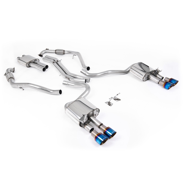 Milltek Sport Diff Modeller Med Avstivningsstag (RHD) - Resonert Cat-Back Med Fire Brente/Blå Titan Enderør Audi S5 3.0 V6 Turbo Coupé Kun B9