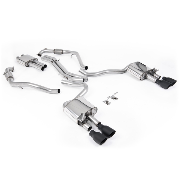Milltek Sport Diff Modeller Med Avstivningsstag (RHD) - Resonert Cat-Back Med Fire Cerakote Svarte Enderør Audi S5 3.0 V6 Turbo Coupé Kun B9
