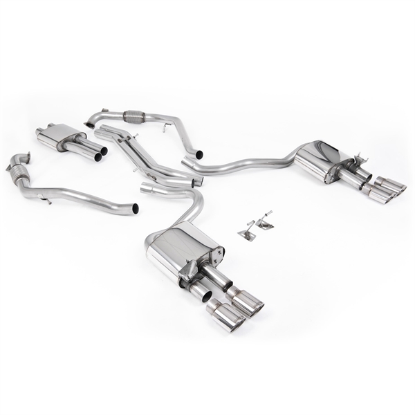 Milltek Sport Diff Modeller Med Avstivningsstag (RHD) - Resonert Cat-Back Med Fire Polerte Ovale Enderør Audi S5 3.0 V6 Turbo Coupé Kun B9