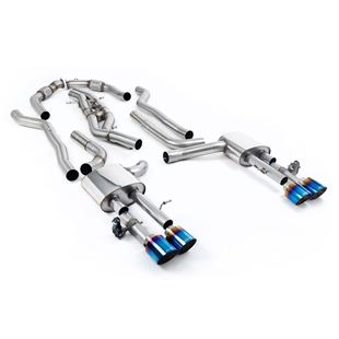 Milltek Ikke-Resonert (Høyere Lyd) Cat-Back med Brente/Blå Titanium Enderør (Lang Akselavstand) Audi S8 D5 V8