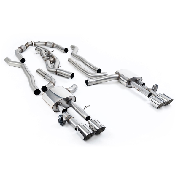 Milltek Ikke-Resonert (Høyere Lyd) Cat-Back med Polerte Enderør (Lang Akselavstand) Audi S8 D5 V8