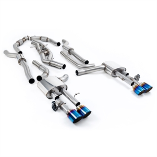 Milltek Resonert (Stillere) Cat-Back med Brente/Blå Titanium Enderør (Lang Akselavstand) Audi S8 D5 V8