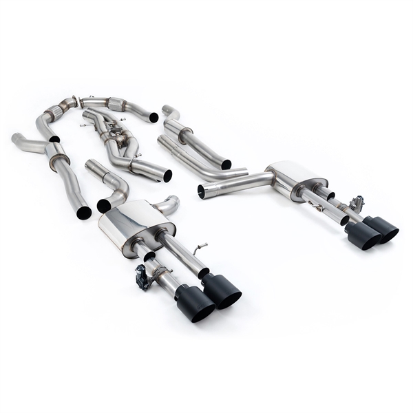 Milltek Resonert (Stillere) Cat-Back med Cerakote Svarte Enderør (Lang Akselavstand) Audi S8 D5 V8