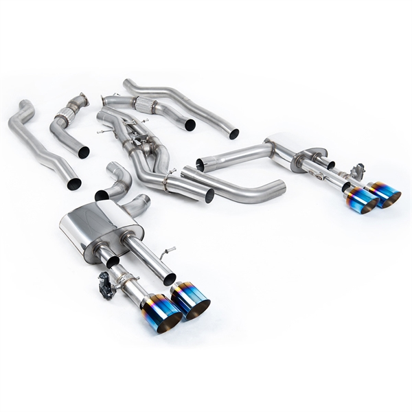 Milltek Non-Resonated (Høyere) OPF-Back Eksosanlegg med GT-115 Brent Titan Enderør Audi S8 D5 V8