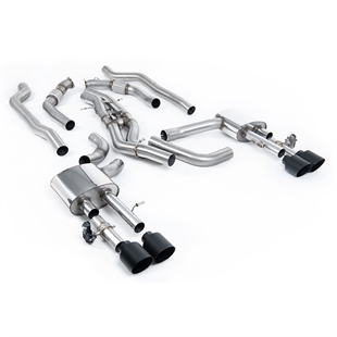 Milltek Non-Resonated (Høyere) OPF-Back Eksosanlegg med GT-115 Cerakote Svarte Enderør Audi S8 D5 V8 - Standard Akselavstand