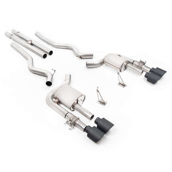 Milltek Aktivt Ventilstyrt Cat-Back System (Høyeste Lydnivå) med H-rør og Cerakote Sorte Enderør til Ford Mustang 5.0 V8 GT500