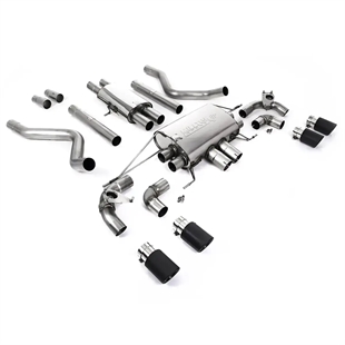 Milltek Resonert (Stillere) GPF/OPF Bak Ventilstyrt System med Quad JET-90 Carbon Endestusser Land Rover Defender 110 5.0 V8 (GPF Modeller)