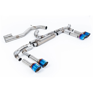 Milltek Non-Resonated Race (Loudest) Cat Back Eksosanlegg med GT-115 Burnt/Blue Titanium Tips Audi S3 8Y