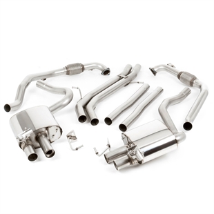 Milltek Coupe/Cabriolet Ikke Sport Diff-modeller - Ikke-Resonert (Høyere) Cat-Back Eksosanlegg med Quad GT-100 Polerte Enderør, RHD, Audi S5 B9