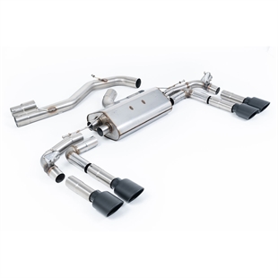 Milltek Resonated Cat-Back Eksosanlegg med Cerakote Svarte Ovale Enderør Audi S3 8Y