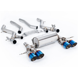 Milltek OPF/GPF-Baksystem Med Midtre Resonator-bypass Og GT-115 Brent/Blå Titantrimmer Til BMW 2-serie M2 Coupé (G87 S58 OPF/GPF-modeller)