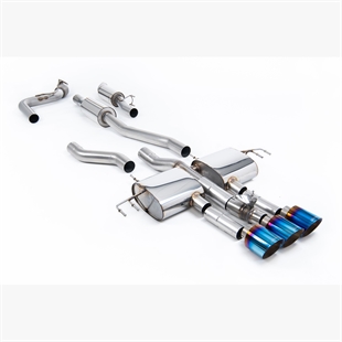Milltek Resonansdempet (Stillest) Cat-Back med 3 x GT-115 Brente/Blå Titanium Endestusser Honda Integra DE5 Type S