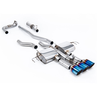 Milltek Delvis Resonert (Middels Lydnivå) Cat-Back-System Med 3 x GT-115 Brente/Blå Titanenderør Til Honda Integra DE5 Type S