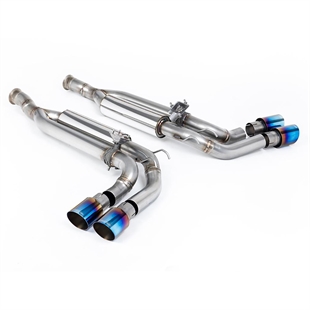 Milltek Cat-Back Eksossystem med Brente/Blå Titanium Endestykker Mercedes G63 W463 (UK/Euro GPF Modeller)
