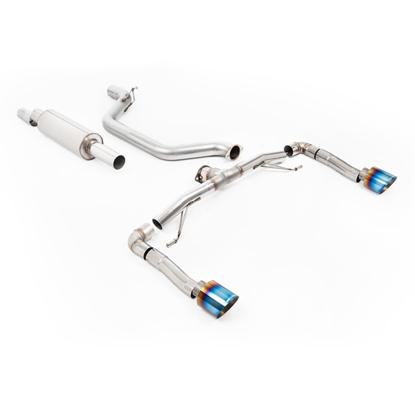 Milltek Partikkelfilter-bak Race System (Høyest) 80mm med Brent/Blå Titanium GT-115 Endestusser Seat Leon Cupra 2.0 TSI 245ps (GPF Modeller)